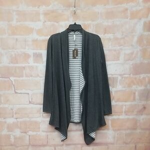 Matida Jane Charcoal Cardigan with Striped Lining